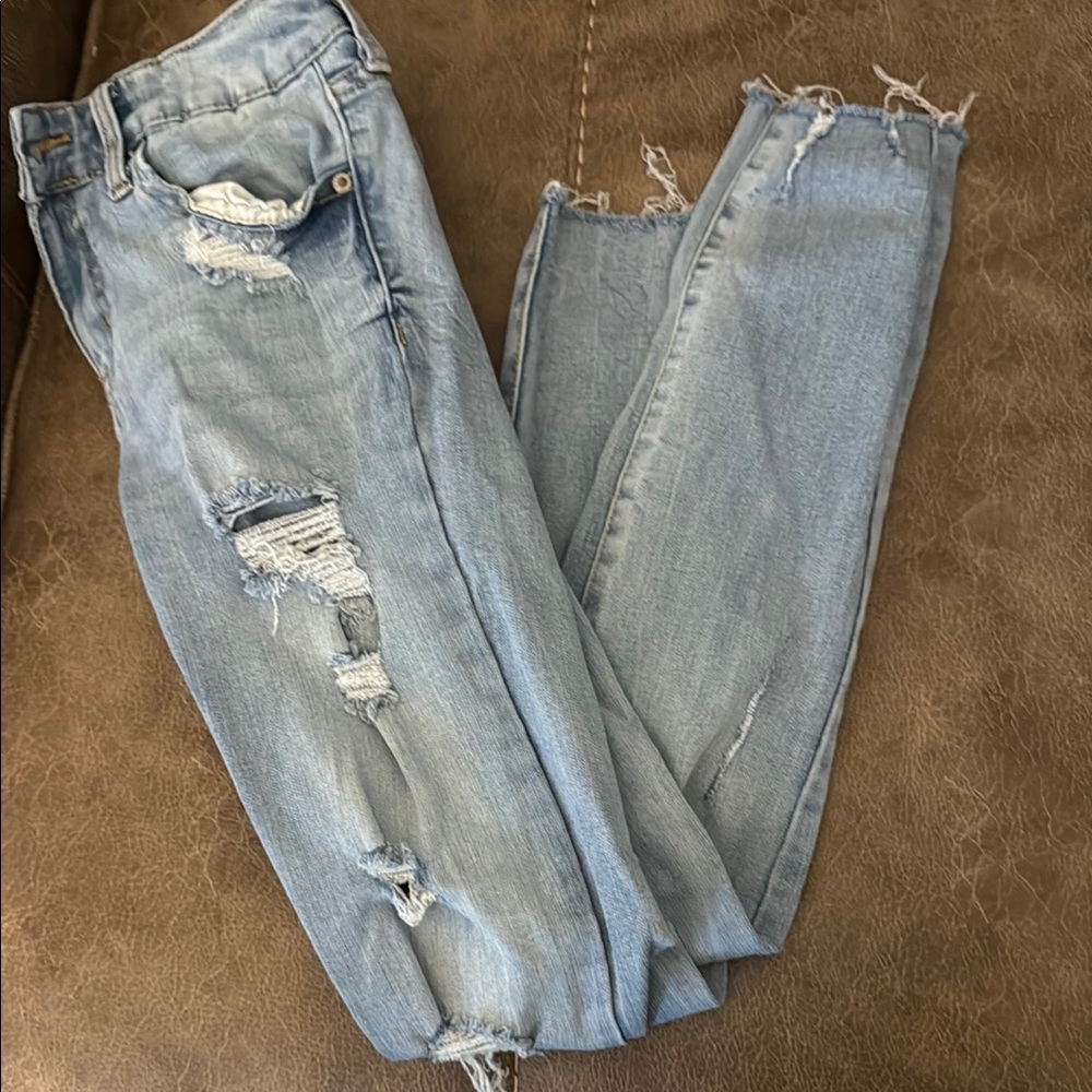 Aeropostale Blue Straight Leg Jeans Distressed